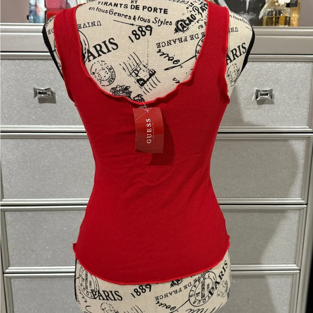 GUESS Red Button-Down Tank - Picture 2 of 3